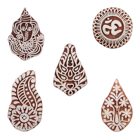 Set of 5 Piece New Mix Wooden Printing Blocks